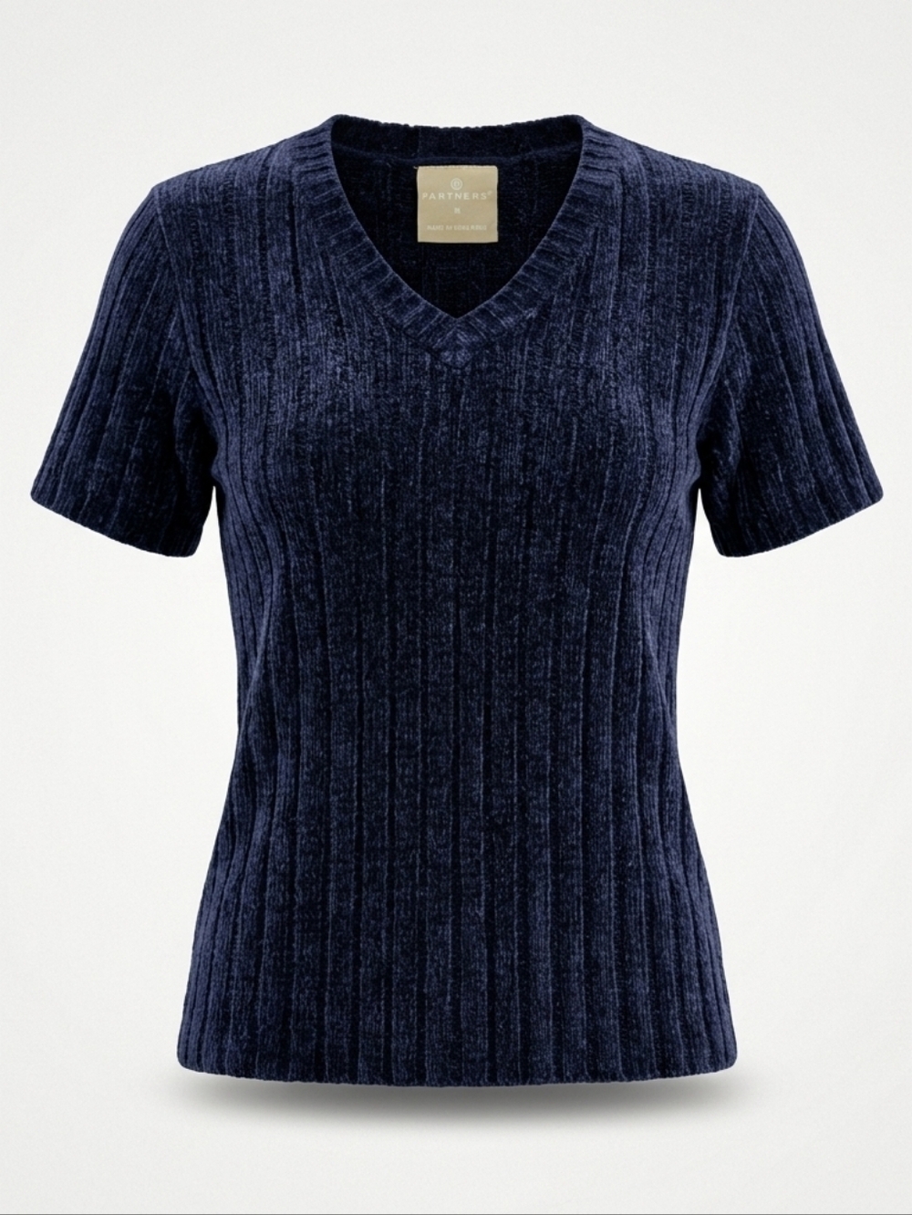 Vtg Partners Blue Chenille Sweater M Y2K Aesthetic Fuzzy Ribbed Knit Soft Top